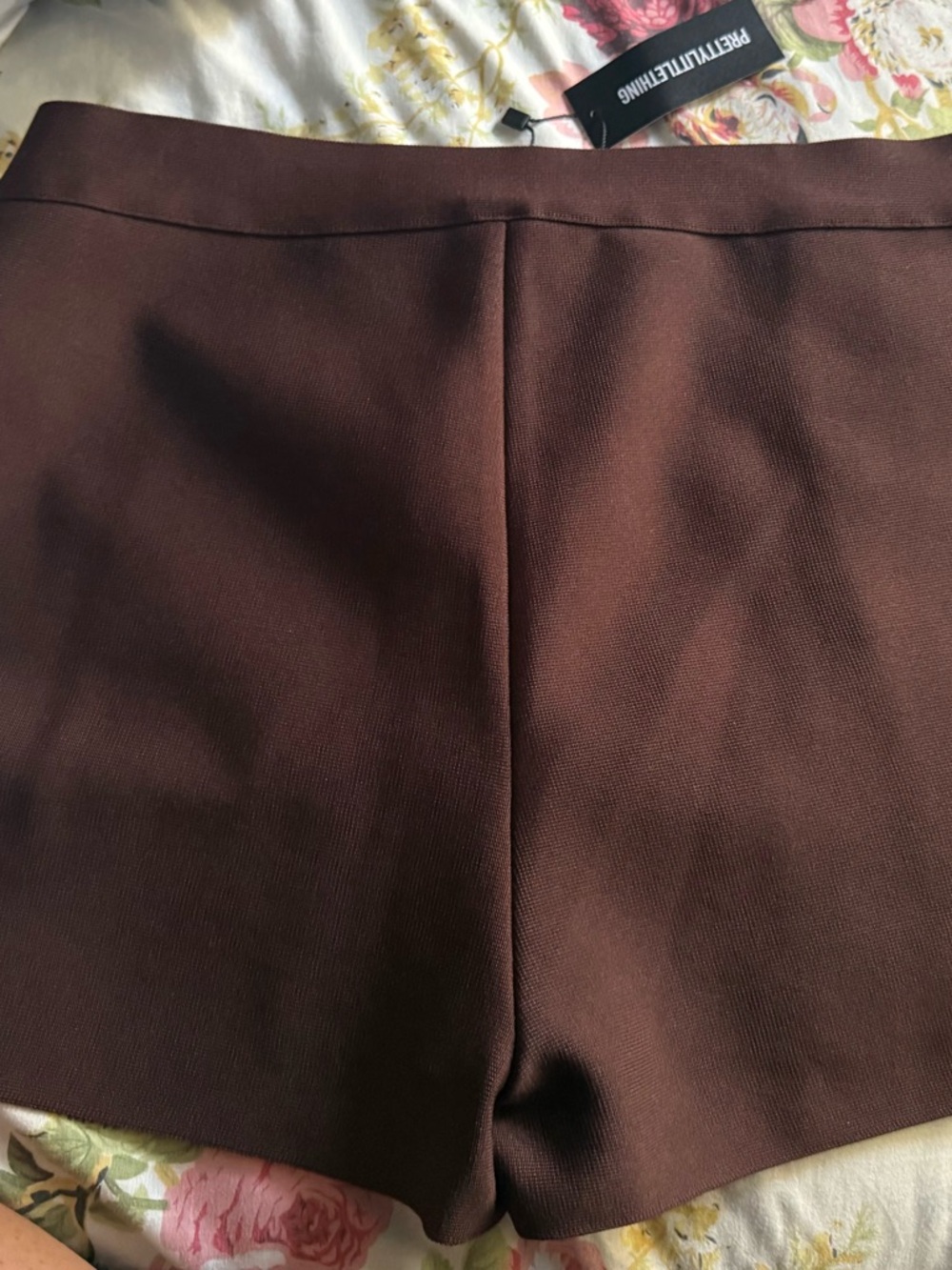 PrettyLittleThing High Waist Chocolate Brown Stretch Shorts